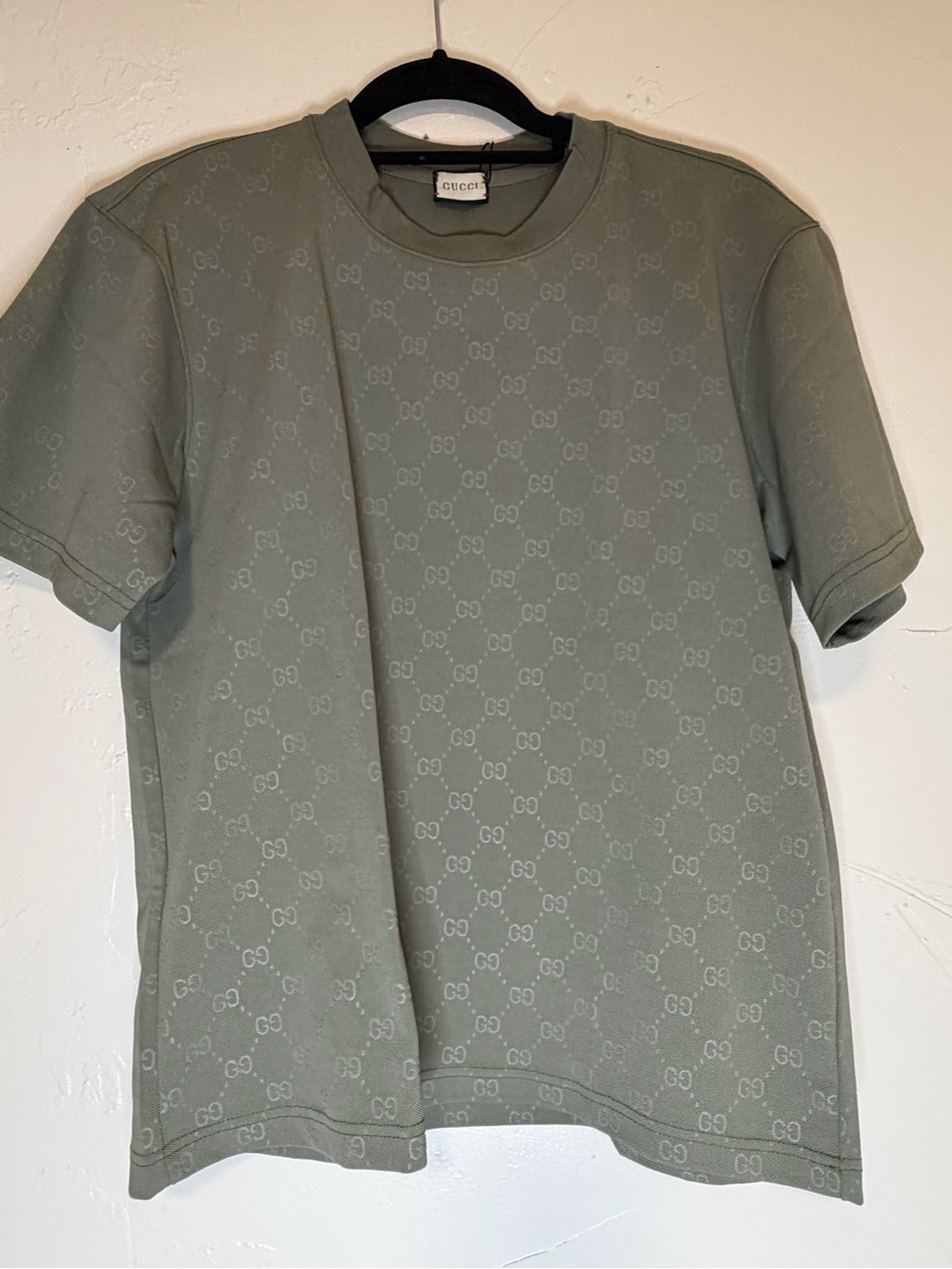 T shirt men Olive Green Short-Sleeve Tonal GG Tee